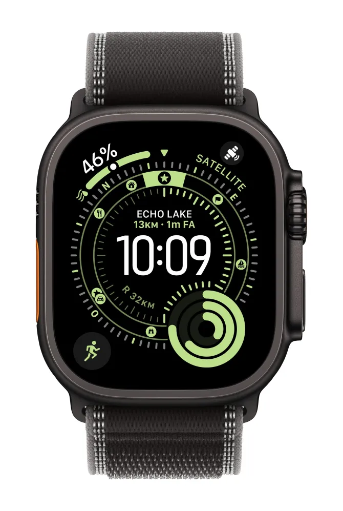 Apple Trail Loop 49mm Nero/Charcoal S/M – Cinturino Nylon Riflettente per Apple Watch