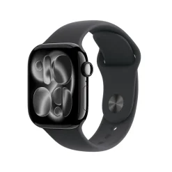 Apple Watch Series 11 GPS, Cassa 42 mm in alluminio Jet Black con Cinturino Sport nero - S/M