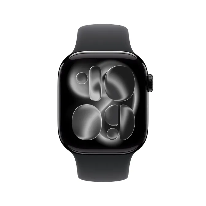 Apple Watch Series 11 GPS, Cassa 42 mm in alluminio Jet Black con Cinturino Sport nero - S/M