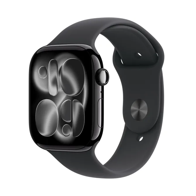 Apple Watch Series 11 GPS, Cassa 46 mm in alluminio Jet Black con Cinturino Sport nero - M/L