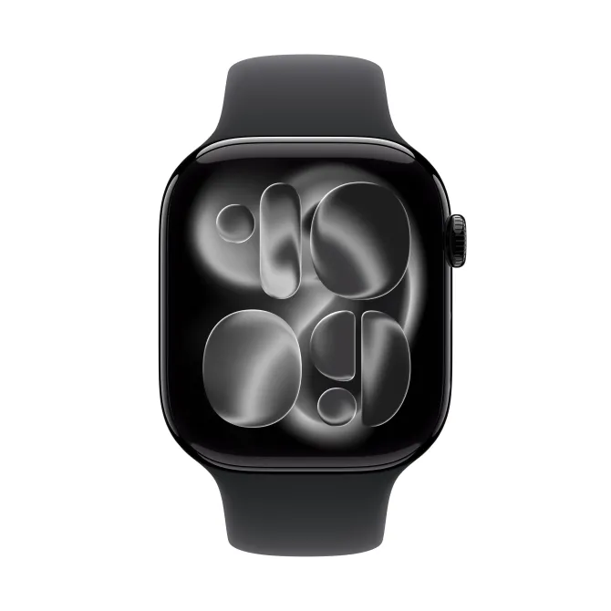 Apple Watch Series 11 GPS, Cassa 46 mm in alluminio Jet Black con Cinturino Sport nero - M/L