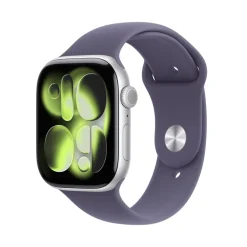 Apple Watch Series 11 GPS 46mm Cassa Alluminio Argento con Sport Band Viola Nebbia S/M