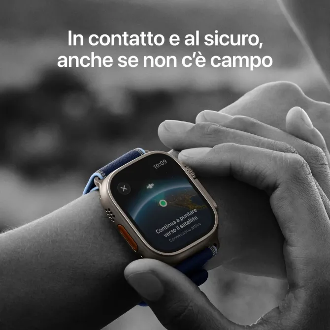 Apple Watch Ultra 3 GPS + Cellular, Cassa in titanio naturale (49 mm) con Cinturino Ocean blu salmastro