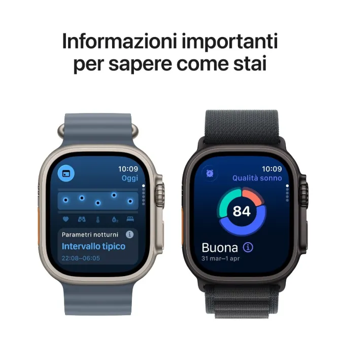 Apple Watch Ultra 3 GPS + Cellular, Cassa in titanio naturale (49 mm) con Cinturino Ocean blu salmastro