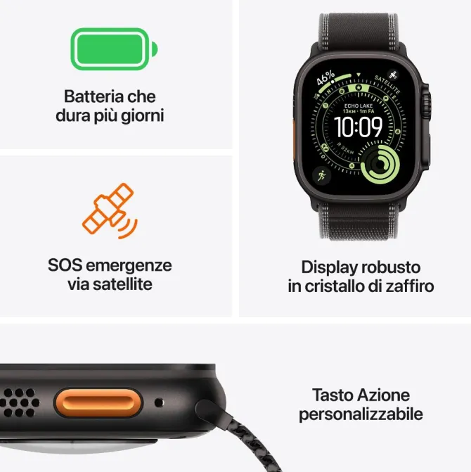 APPLE Watch Ultra 3 GPS + Cellular, Cassa in titanio nero (49 mm) con Cinturino Ocean