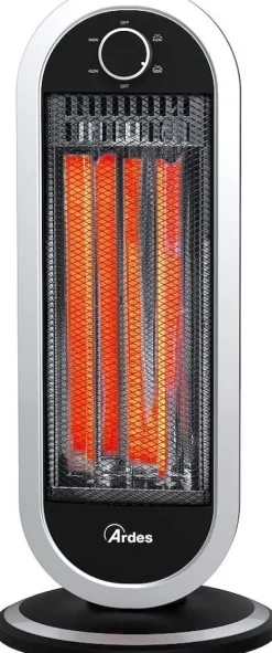 Ardes AR4B01 stufetta elettrica Interno Nero, Argento 900 W Riscaldatore ambiente elettrico a infrarossi