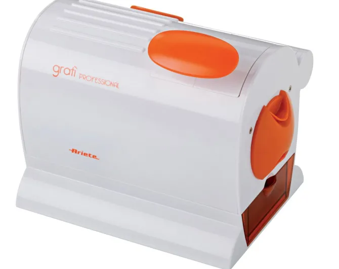 ARIETE - 445 Gratì professional Grattuggia con rullo professionale, 120 Watt, contenitore estraibile - Arancione/Bianco