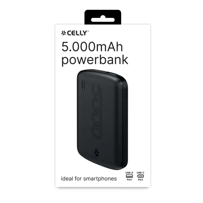 Batteria Portatile Celly Powerbank litio 5000mAh Nero