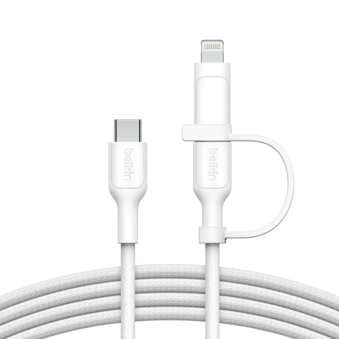 Belkin BoostCharge Pro Cavo 2 in 1 USB-C/Lightning 1,5m Ricarica Rapida 60W Bianco
