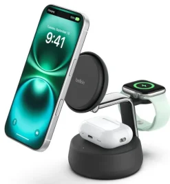 Belkin Qi2 3-in-1 Wireless Charger 25W – Ricarica Rapida per iPhone, Apple Watch e AirPods