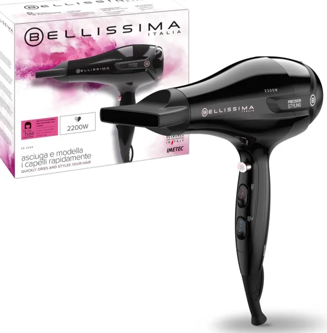 Bellissima Asciugacapelli S9 2200 Asciuga e Modella con Precisione, 2200 W, 8 Combinazioni Flusso d'Aria Temperatura, Beccuccio di Precisione, Colpo A