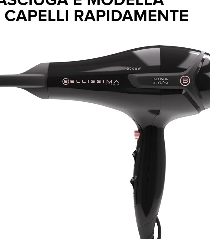 Bellissima Asciugacapelli S9 2200 Asciuga e Modella con Precisione, 2200 W, 8 Combinazioni Flusso d'Aria Temperatura, Beccuccio di Precisione, Colpo A