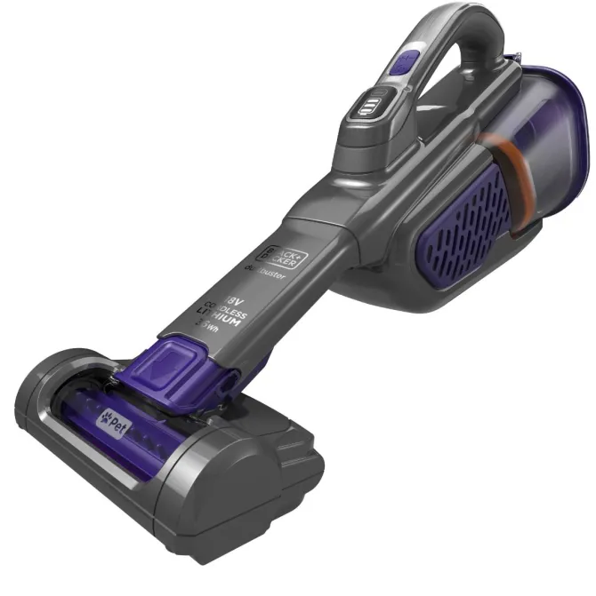 Black & Decker BHHV520BFP aspirapolvere senza filo Nero, Viola Senza sacchetto