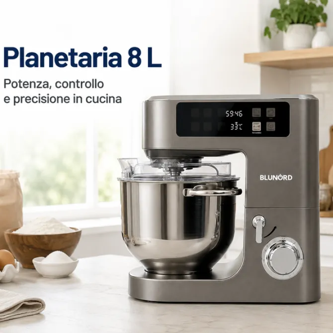 Blunord Planetaria 8 L BLUNORD BLUP4975 DELUXE 2100W con Bilancia Integrata