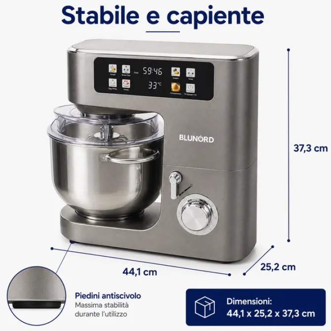 Blunord Planetaria 8 L BLUNORD BLUP4975 DELUXE 2100W con Bilancia Integrata