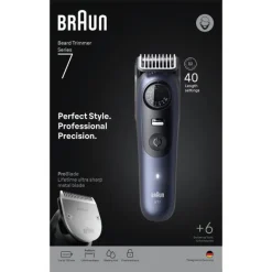 Braun BeardTrimmer 7 BT7520 lama Ultra Sharp ProBlade, lunghezza taglio 2cm - Nero e Blu