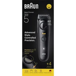 Braun BeardTrimmer 9 BT5520 regolabarba Batteria 40 2 cm Bagnato e secco Nero