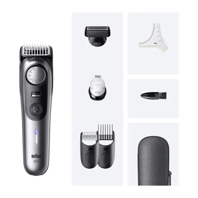 Braun BeardTrimmer 9 BT9520 regolabarba Batteria 52 2cm Nero e Grigio