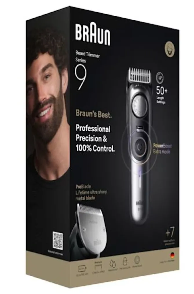 Braun BeardTrimmer 9 BT9520 regolabarba Batteria 52 2cm Nero e Grigio
