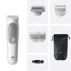 BRAUN - Rasoio BG 5550 dry, autonomia 100 minuti, tecnologia SkinGuard - Bianco