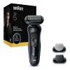 BRAUN Rasoio elettrico barba BRAUN Series 5 52-B1650S, 3 lame flessibili, 2 modalità di rasatura: standard e turbo, con 1 spazzola per la pulizia, accessorio rifinitore corpo regolabarba