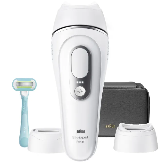 Braun Silk·expert Pro 5, Epilatore Luce Pulsata Smart, Epilazione Laser Peli Donna A Casa, Riduzione Permanente Dei Peli, Con 2 Testine, Custodia E Rasoio Gillette Venus, PL5234