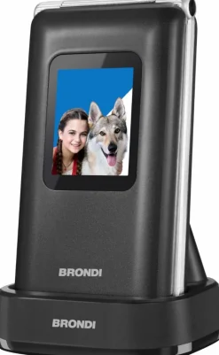 BRONDI - AMICO PREZIOSO cellulare EasyPhone, Dual SIM, display TFT 3 pollici, Bluetooth 2.1, tasti grandi - Nero
