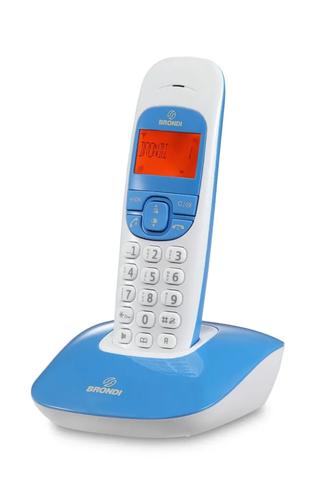 Brondi Nice, colore azzurro - Telefono cordless con display illuminato, Vivavoce, Identificativo del chiamante, Rubrica