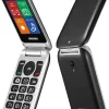 Brondi Stone+ - Cellulare con apertura a conchiglia e flip attivo, Dual Sim, Display 2.4 pollici, Nero
