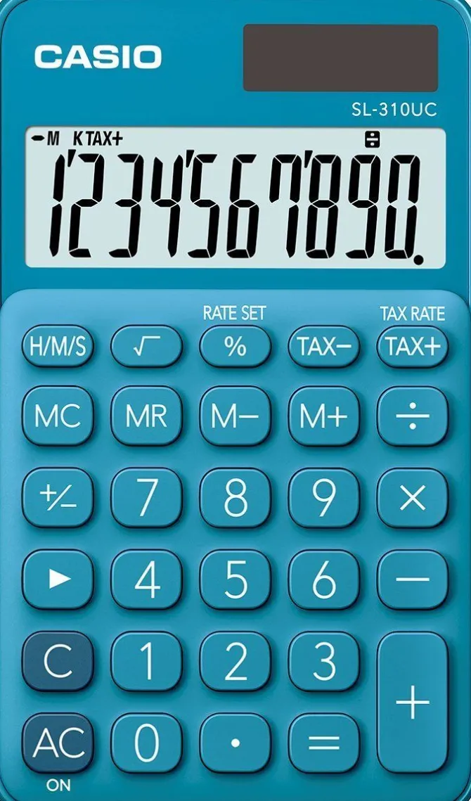 Casio SL-310UC-BU Calcolatrice Tascabile, Blu