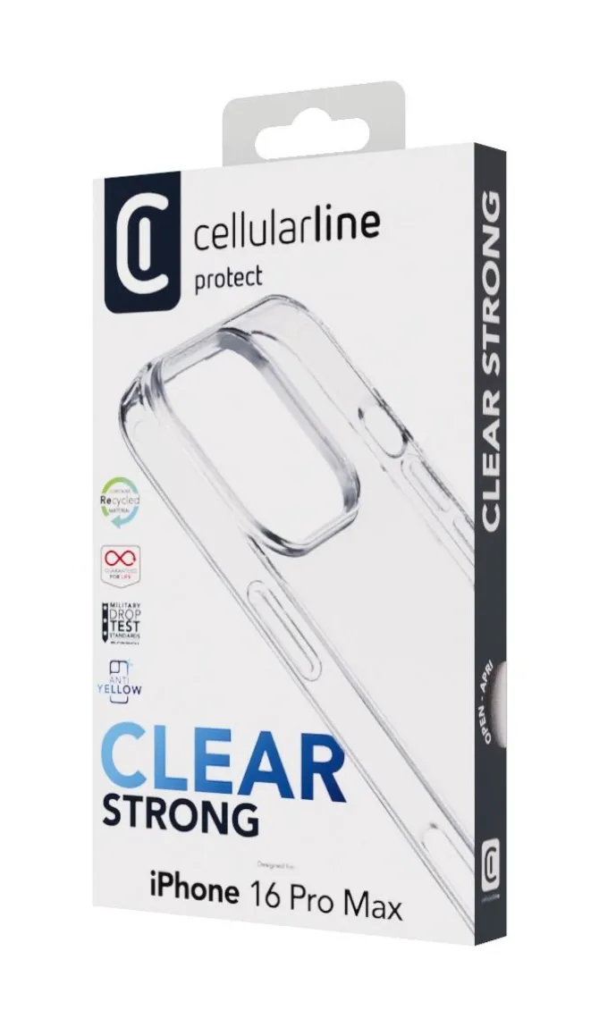 CELLULARLINE - Cover CLEAR STRONG per iPhone 16 Pro Max - Trasparente