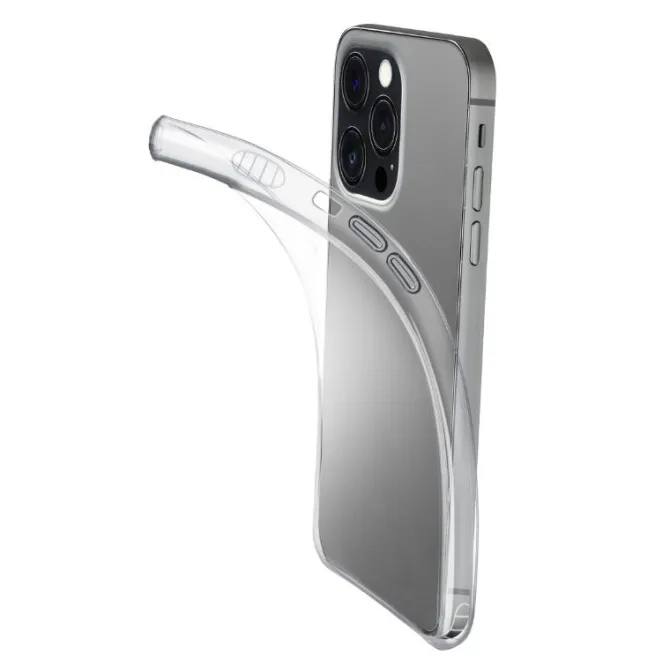 Cellularline Fine - iPhone 13 Pro Max Cover in gomma morbida ultra sottile e trasparente Trasparente