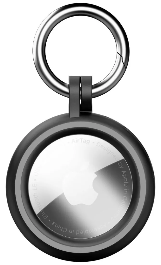Cellularline Hard Shell Custodia protettiva rigida con moschettone integrato, compatibile con AirTag e Tracy Tag - Nero