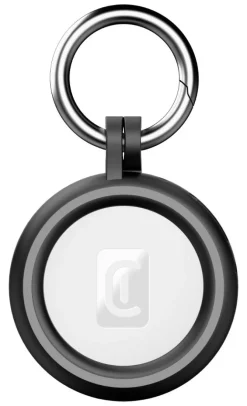 Cellularline Hard Shell Custodia protettiva rigida con moschettone integrato, compatibile con AirTag e Tracy Tag - Nero