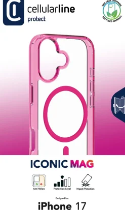 Cellularline ICONIC MAG Custodia MagSafe Trasparente con Bordi Colorati