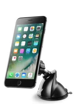 CELLULARLINE - MAG4PILOTFORCE Supporto smartphone da auto magnetico con fissaggio a ventosa, Universale - Nero