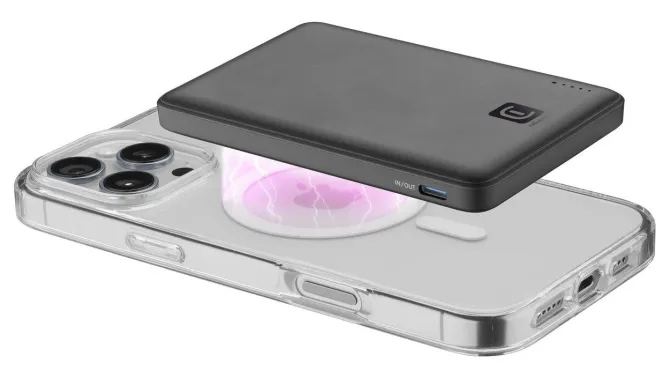 CELLULARLINE Power Bank MagSafe 5.000 mAh per iPhone – Ricarica wireless e USB-C veloce