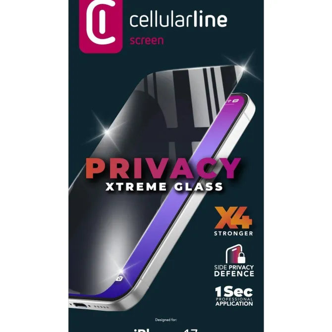 CELLULARLINE PRIVACY XTREME GLASS vetro temperato privacy per smartphone