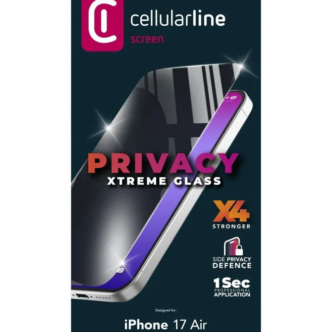 Cellularline PRIVACY XTREME GLASS – Vetro temperato privacy ultra resistente per smartphone
