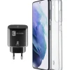 CELLULARLINE STARTER KIT con back cover e caricabatteria USB Type-C 25W per Galaxy S22