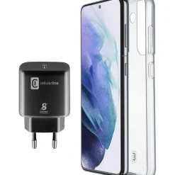 CELLULARLINE STARTER KIT con back cover e caricabatteria USB Type-C 25W per Galaxy S22