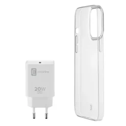 Cellularline STARTER KIT - iPhone 13 Kit di Caricabatterie + Cover Trasparente
