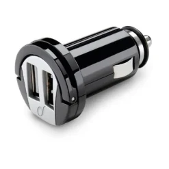 Cellularline USB Car Charger Dual - Universale Caricabatterie da auto con doppia presa USB Nero