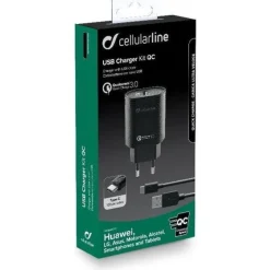Cellularline USB Charger Kit QC - Type-C, Nero