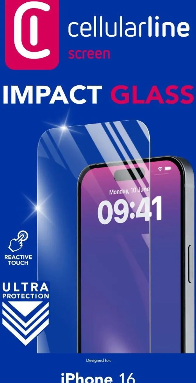 CELLULARLINE - Vetro temperato IMPACT GLASS per iPhone 16
