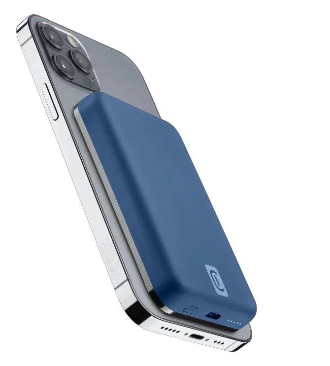 Cellularline Wireless power bank MAG 5000 Caricabatterie portatile compatibile con MagSafe Blu