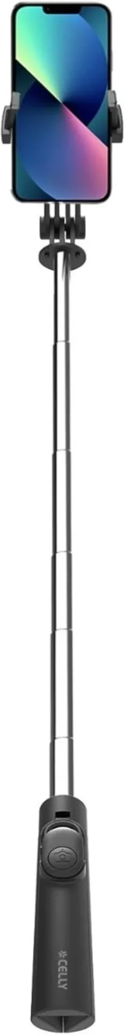Celly Bastone per Selfie Universale, Bluetooth, Asta Regolabile e Portatile, Treppiedi Integrato, Smartphone Fino a 7''- Nero