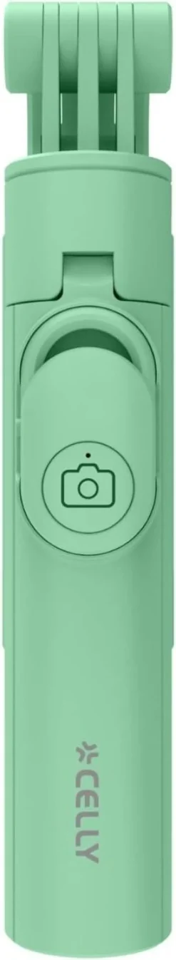 Celly, Bastone Selfie Universale con Bluetooth, Asta Regolabile e Portatile, Treppiedi Integrato, Compatibile con Smartphone Fino a 7'' - Verde
