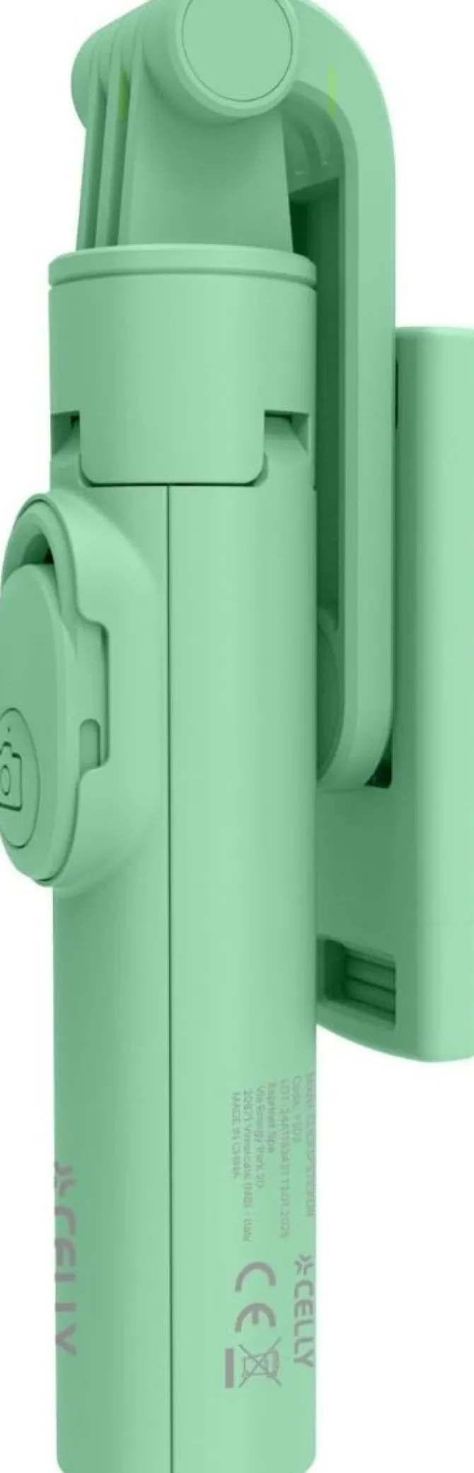 Celly, Bastone Selfie Universale con Bluetooth, Asta Regolabile e Portatile, Treppiedi Integrato, Compatibile con Smartphone Fino a 7'' - Verde