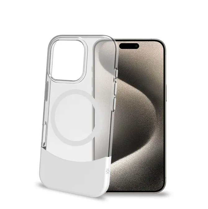 Celly Custodia Magdual con MagSafe per Apple iPhone 16 Pro Max - Bianco